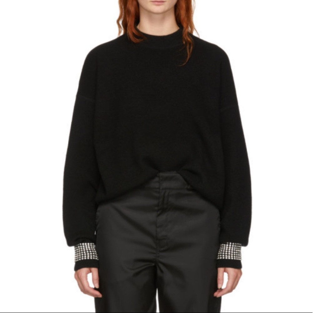 Alexander Wang black crystal cuff black wool sweater
